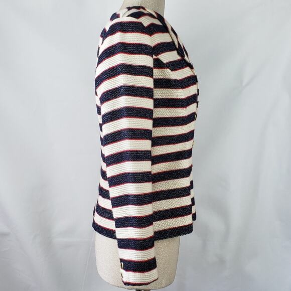 CAbi Cruise striped blazer red white blue double breasted jacket size 6 - Picture 4 of 8